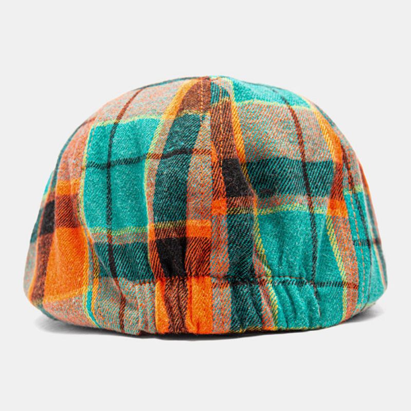 Män Newsboy Hattar Ylletyg Bomull Färgmatchande Gitter Vintage Octagonal Hat Basker Platt Keps