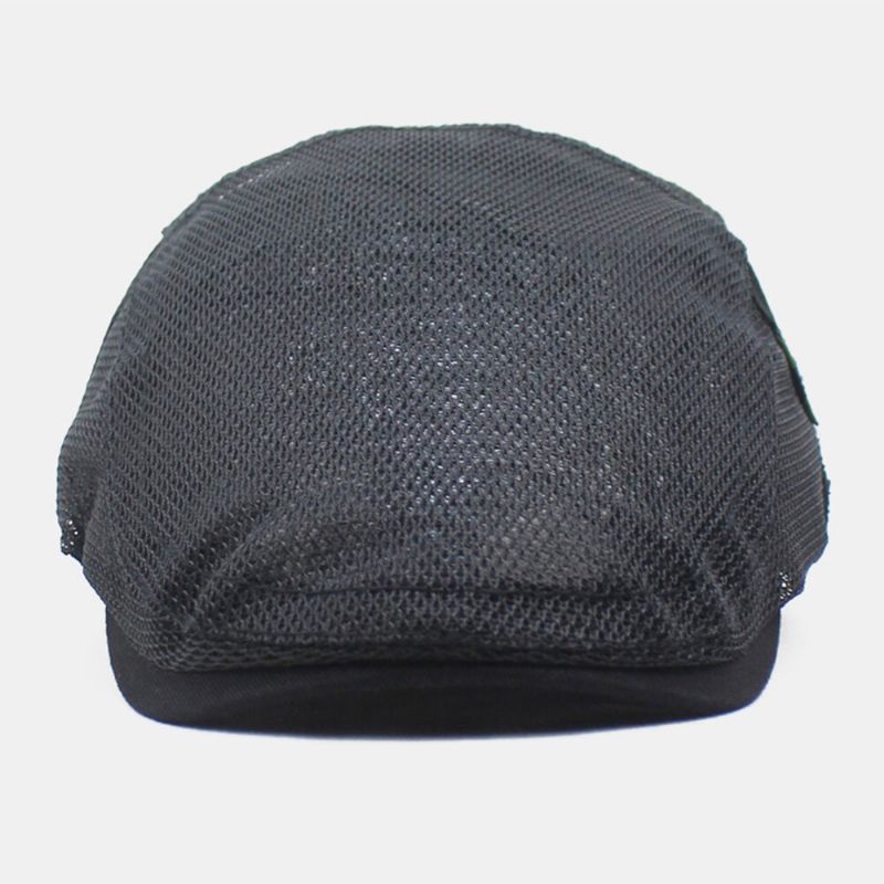 Män Newsboy Keps Polyester Mesh Bokstäver Patch Casual Tunn Ljus Justerbar Utomhus Andas Solskydd Fram Hatt Basker Platt Keps