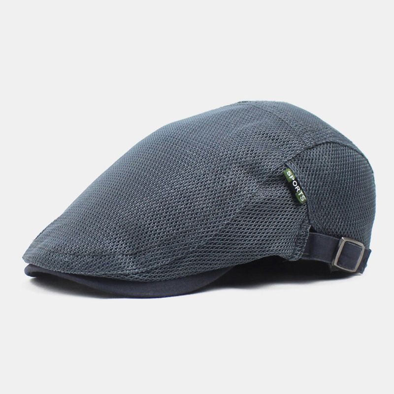 Män Newsboy Keps Polyester Mesh Bokstäver Patch Casual Tunn Ljus Justerbar Utomhus Andas Solskydd Fram Hatt Basker Platt Keps