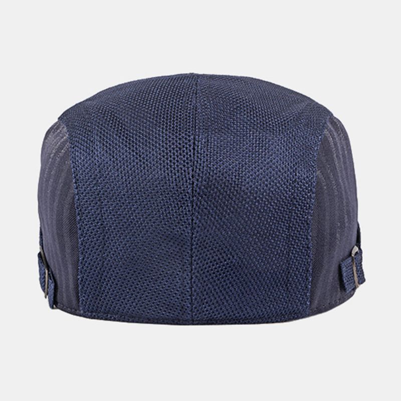 Män Newsboy Keps Vertikala Ränder Polyester Mesh Patchwork Justerbar Utomhus Andas Solskydd Fram Hatt Basker Platt Keps