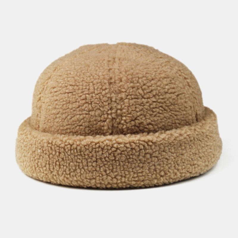 Män Shearling Enfärgad Justerbar Vild Varm Outdoor Beanie Hyresvärd Keps Döskalle