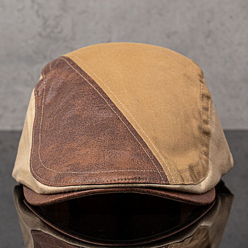 Män Splitsning Patchwork Justerbar Baskerkeps Mode Casual Andas Solcreme Flat Cap