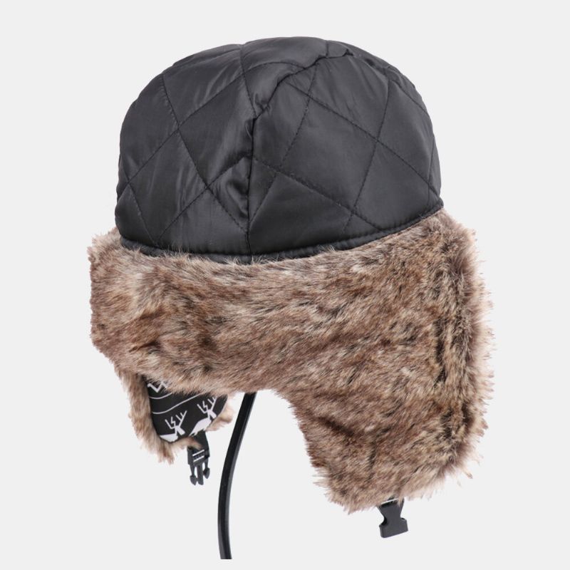 Män Stick Figur Får Mönster Tjocka Varm Trapper Hatt Utomhus Vindtät Öronskydd Jul Hatt Ushanka Hatt Rysk Hatt