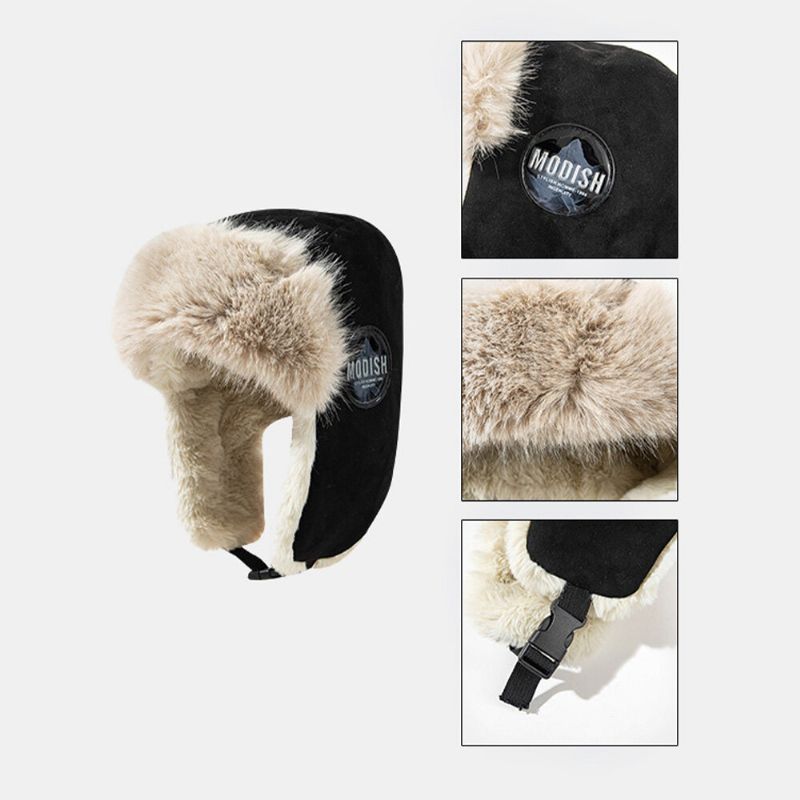 Män Trapper Hat Tjock Varmt Plysch Foder Vindtätt Hörselskydd Ushanka Hatt