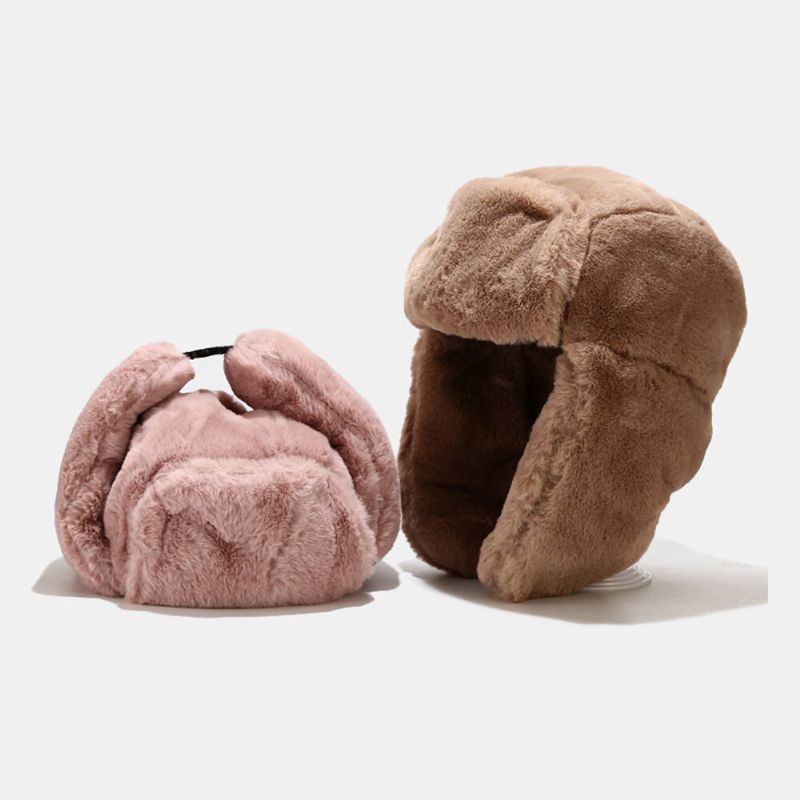 Män Trapper Hatt Faux Rabbit Fur Öronskydd Öronskydd Vinter Varmt Kall Skydd Ushanka Hatt För Dam