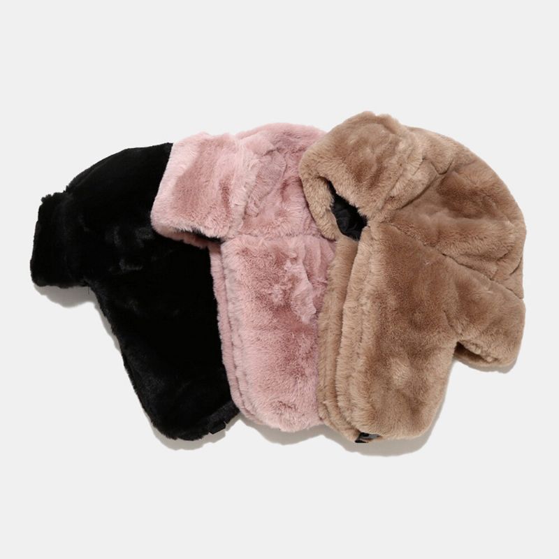 Män Trapper Hatt Faux Rabbit Fur Öronskydd Öronskydd Vinter Varmt Kall Skydd Ushanka Hatt För Dam