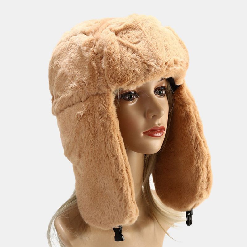 Män Trapper Hatt Faux Rabbit Fur Öronskydd Öronskydd Vinter Varmt Kall Skydd Ushanka Hatt För Dam