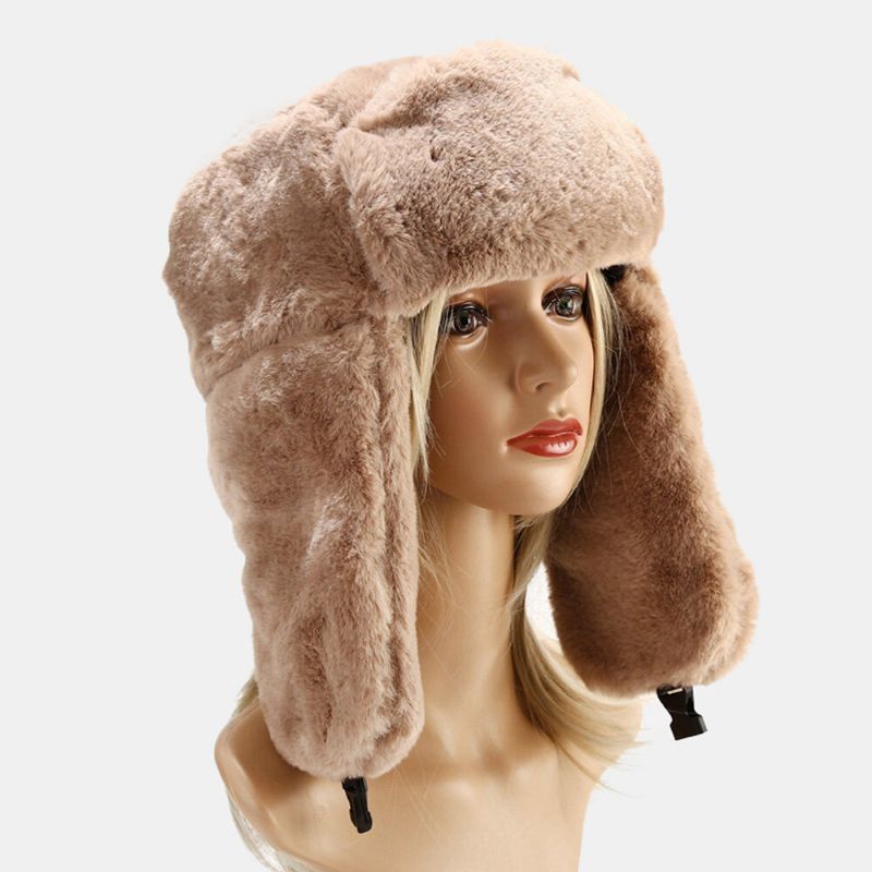 Män Trapper Hatt Faux Rabbit Fur Öronskydd Öronskydd Vinter Varmt Kall Skydd Ushanka Hatt För Dam