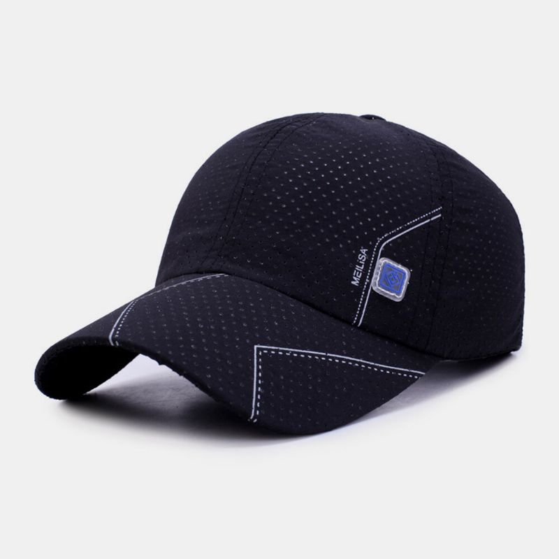 Män Twill Bokstavsmönster Snabbtorkande Sommar Utomhus Sport Solskydd Mesh Baseballhatt Som Andas Trucker Hatt