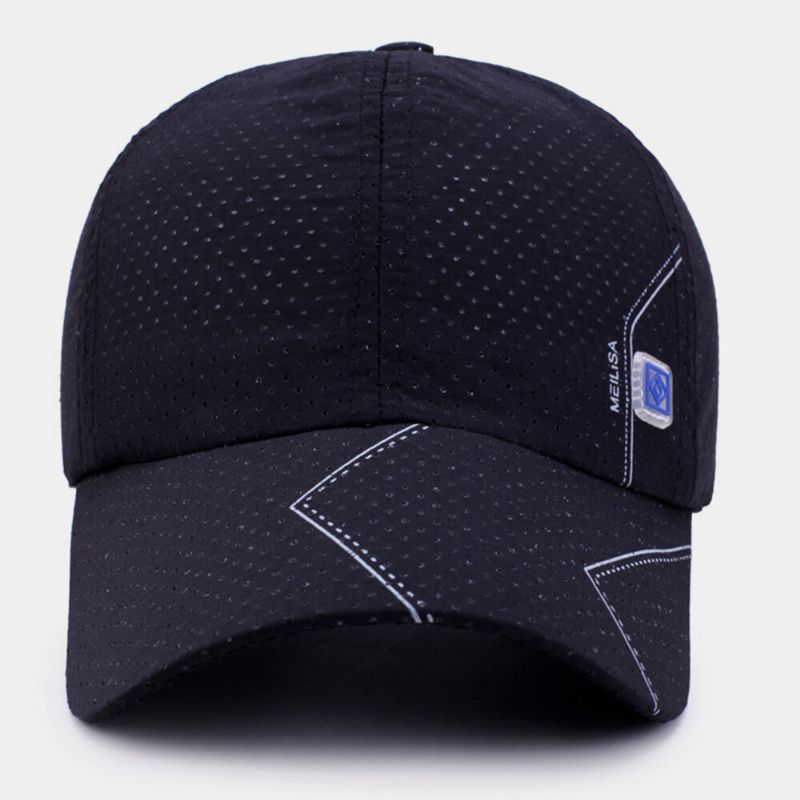 Män Twill Bokstavsmönster Snabbtorkande Sommar Utomhus Sport Solskydd Mesh Baseballhatt Som Andas Trucker Hatt