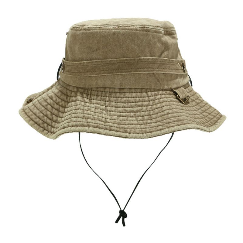 Män Utomhus Casual Bomullstvättad Gammal Bucket Hat Rese Fiskare Hatt Solhatt