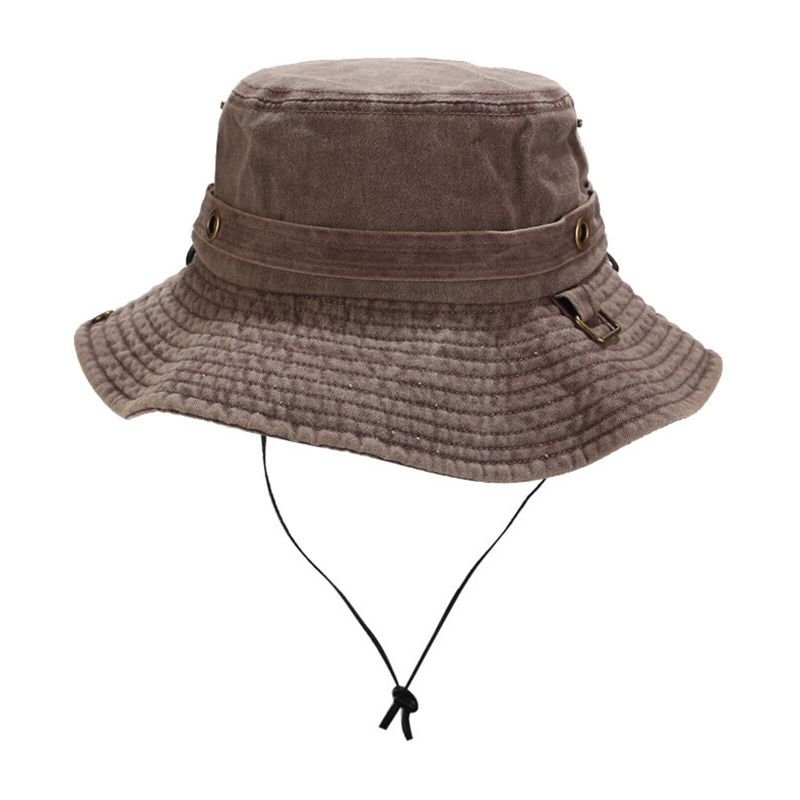 Män Utomhus Casual Bomullstvättad Gammal Bucket Hat Rese Fiskare Hatt Solhatt