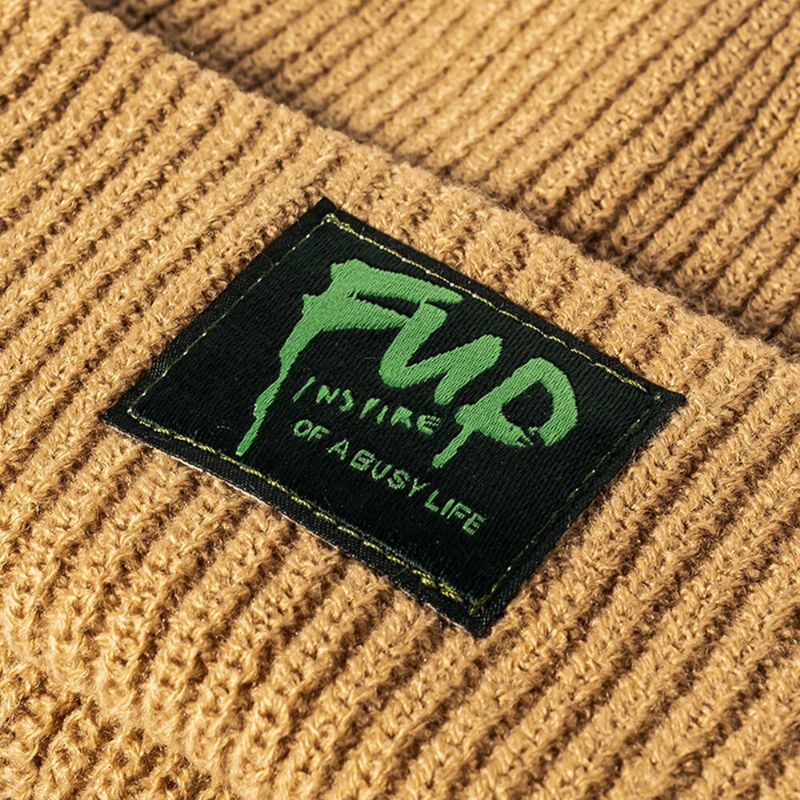 Mössmössa För Män Stickad Jacquard-bokstäver Patch All-match Warm Döskalle Keps För Kvinnor