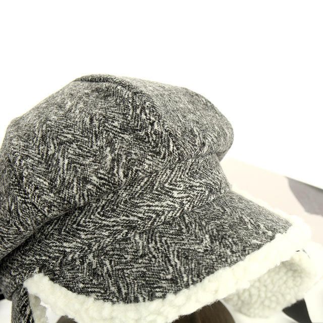 Ny Stickad Hatt Hona Wild Patch Tjock Lamm Cashmere Varm Utomhusresor Öronskydd Lei Feng Hatt