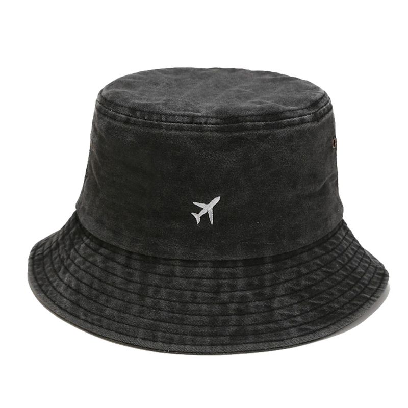 Ren Bomull För Män Vintage Gammal Tvättad Broderad Solhatt Mångsidig Casual Bucket Hat