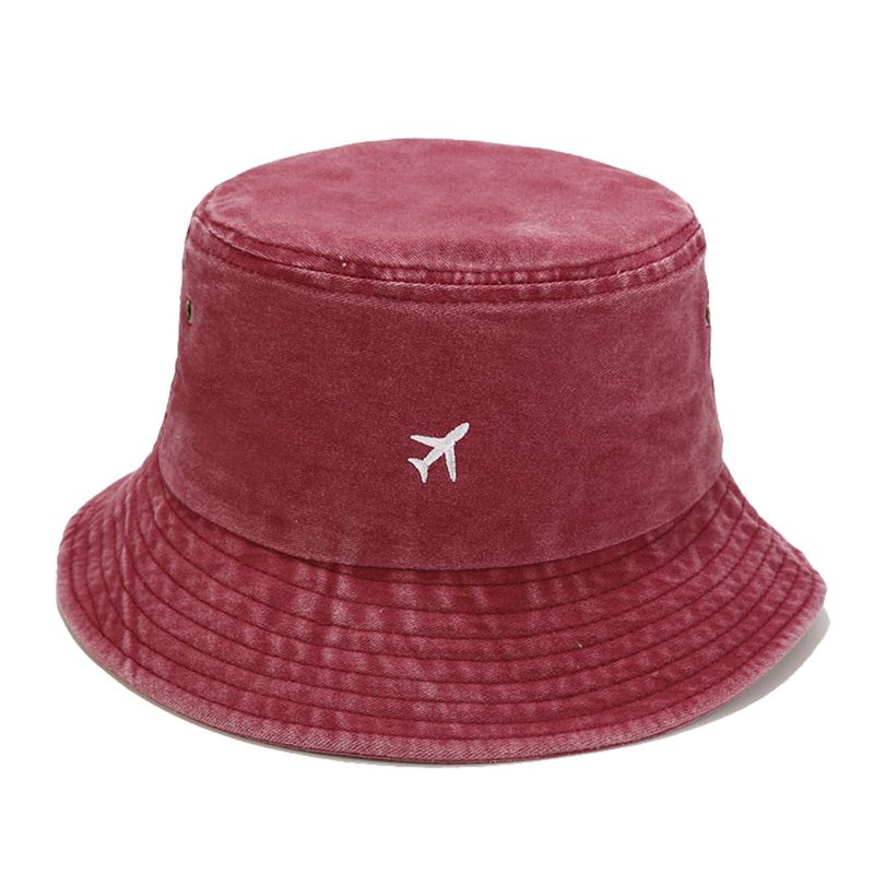 Ren Bomull För Män Vintage Gammal Tvättad Broderad Solhatt Mångsidig Casual Bucket Hat