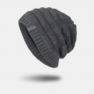 Unisex Akryl Geometri Plädmönster Elastisk Stickad Mössa Outdoor Plus Velvet Warm Justerbar Beanie Hat