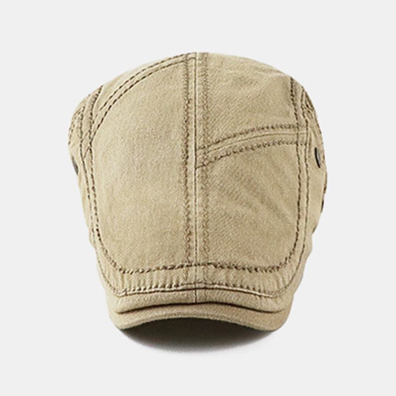 Unisex Bomull Andas Näthål Tjock Sutur Baskermössa Utomhus Casual Solskydd Flat Keps Driver Hatt