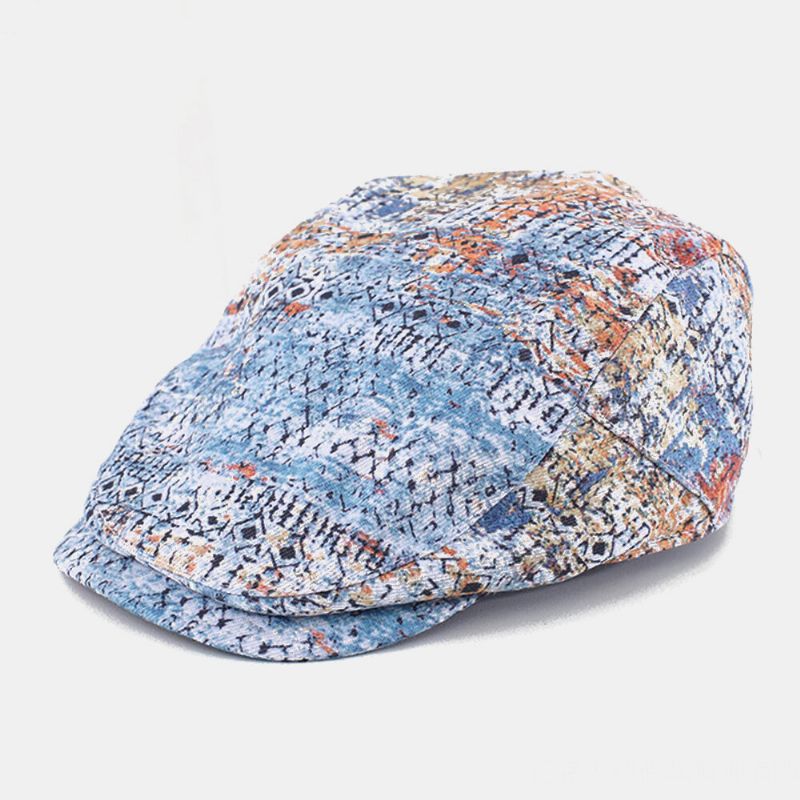 Unisex Bomull Blommigt Tyg Casual Justerbart Solskydd Framåt Hatt Tunn Baskerkeps Platt Hatt