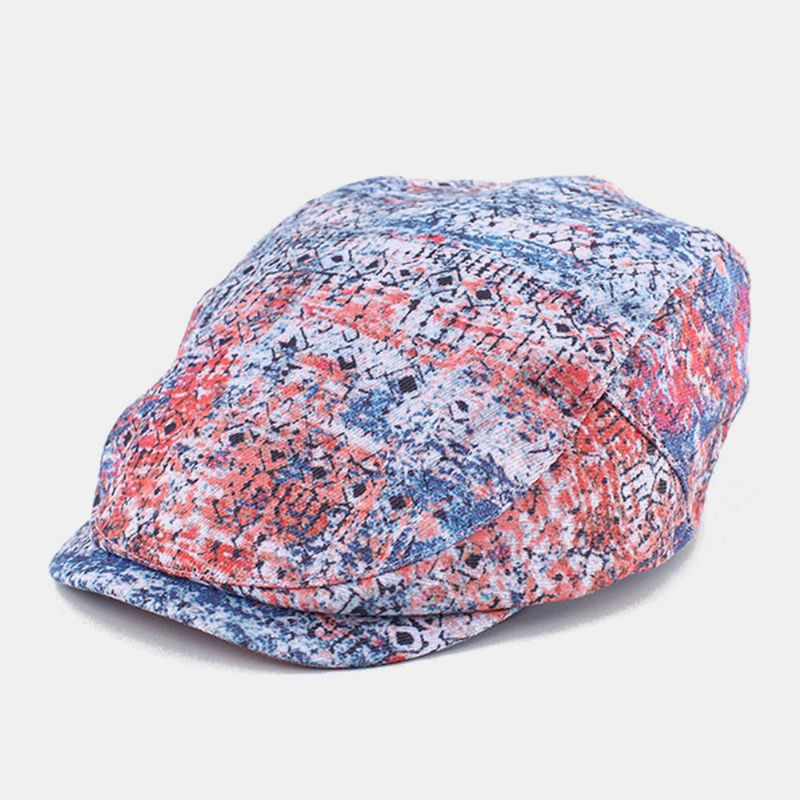 Unisex Bomull Blommigt Tyg Casual Justerbart Solskydd Framåt Hatt Tunn Baskerkeps Platt Hatt