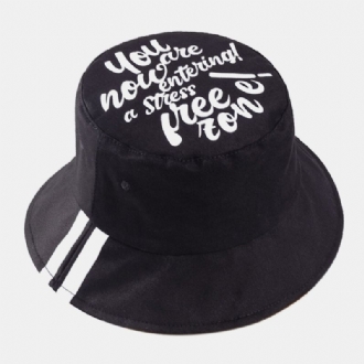 Unisex Bomull Brevmönster Tryck Twill Fashion Bucket Hat