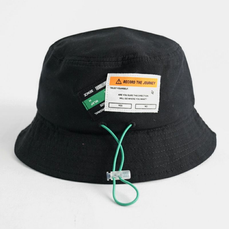 Unisex Bomull Dragsko Bokstavsmönster Etikett Enfärgad Fashion Bucket Hat