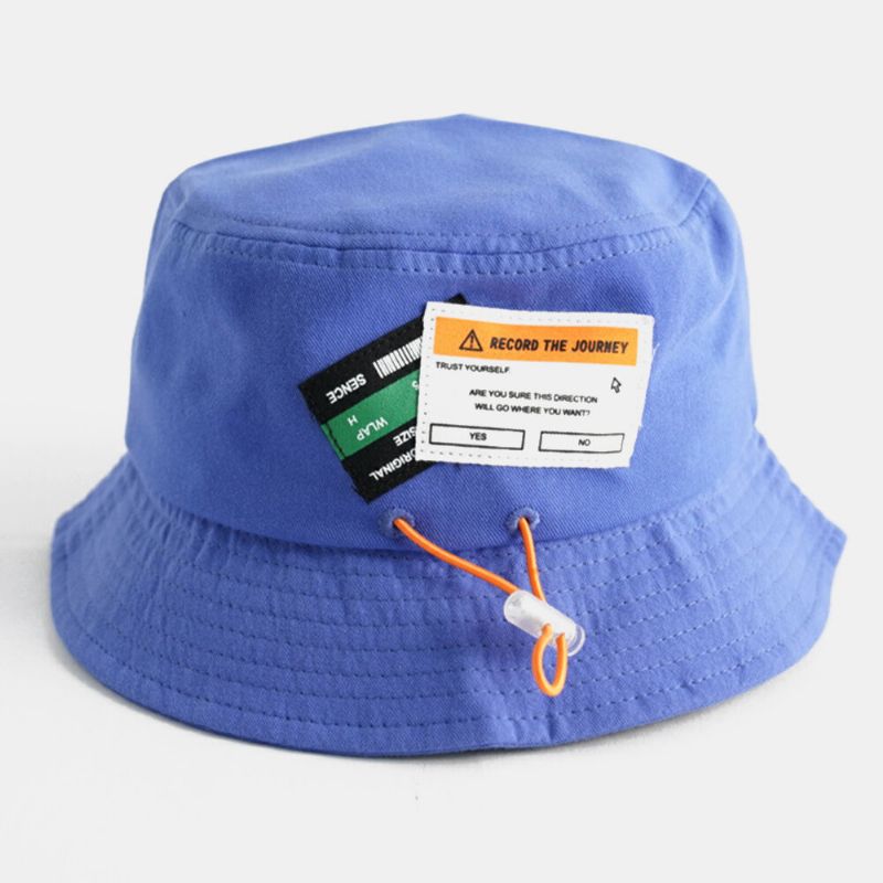 Unisex Bomull Dragsko Bokstavsmönster Etikett Enfärgad Fashion Bucket Hat