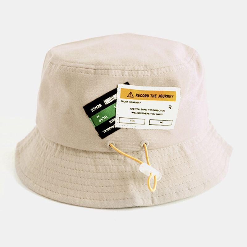 Unisex Bomull Dragsko Bokstavsmönster Etikett Enfärgad Fashion Bucket Hat