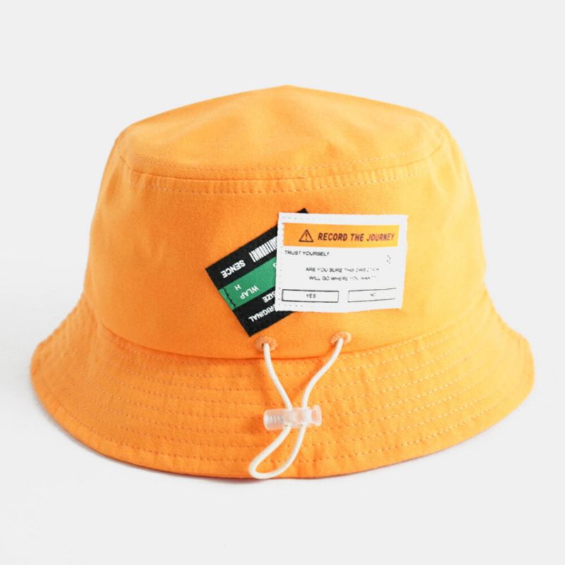 Unisex Bomull Dragsko Bokstavsmönster Etikett Enfärgad Fashion Bucket Hat