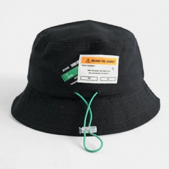 Unisex Bomull Dragsko Bokstavsmönster Etikett Enfärgad Fashion Bucket Hat