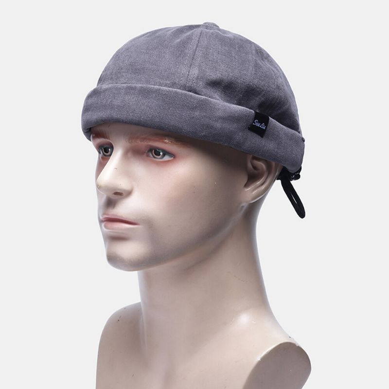 Unisex Bomull Enfärgad Mode Hip-hop Stil Personlighet Rep Justering Hyresvärd Keps Brädelös Beanie Döskalle Keps