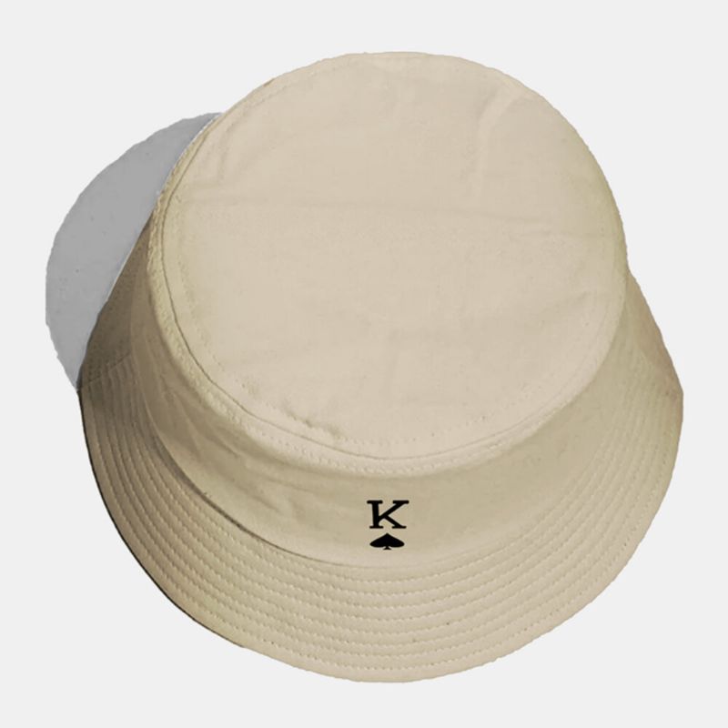 Unisex Bomull Enfärgad Poker Kärleksbrev Spader Ett Mönster Casual All-match Bucket Hat