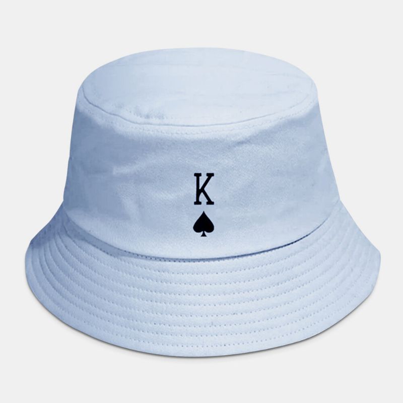 Unisex Bomull Enfärgad Poker Kärleksbrev Spader Ett Mönster Casual All-match Bucket Hat