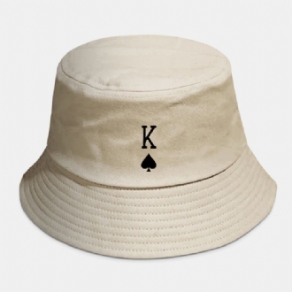 Unisex Bomull Enfärgad Poker Kärleksbrev Spader Ett Mönster Casual All-match Bucket Hat