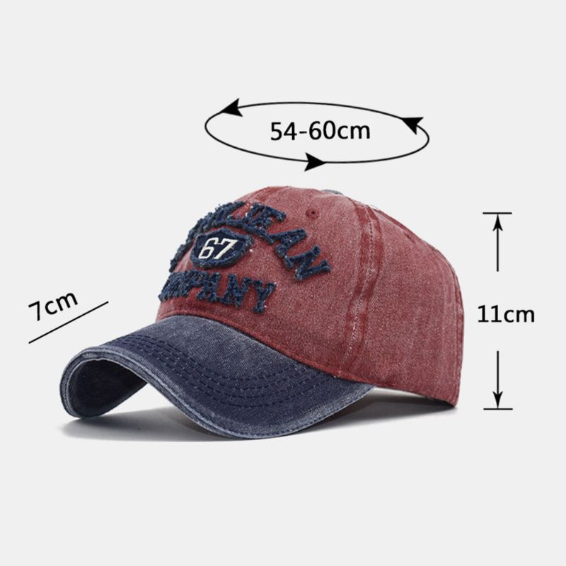 Unisex Bomull Tvättad Fabrikat Gammal 3d Brev Broderad Justerbar Solskyddsbaseballkeps