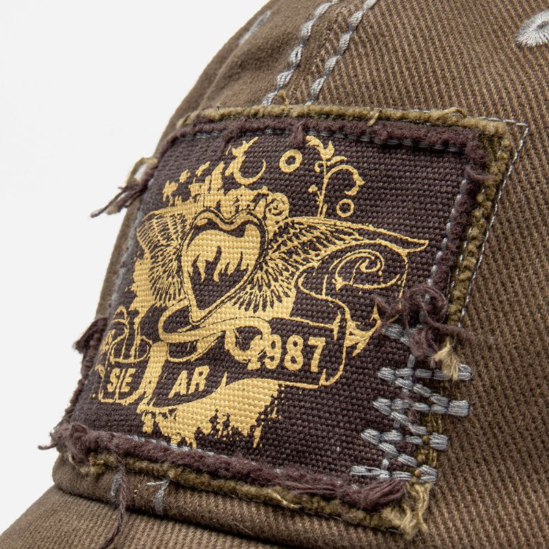 Unisex Bomull Tvättad Gjord Gammal Patch Färgblock Svettabsorberande Basebollkeps Som Andas