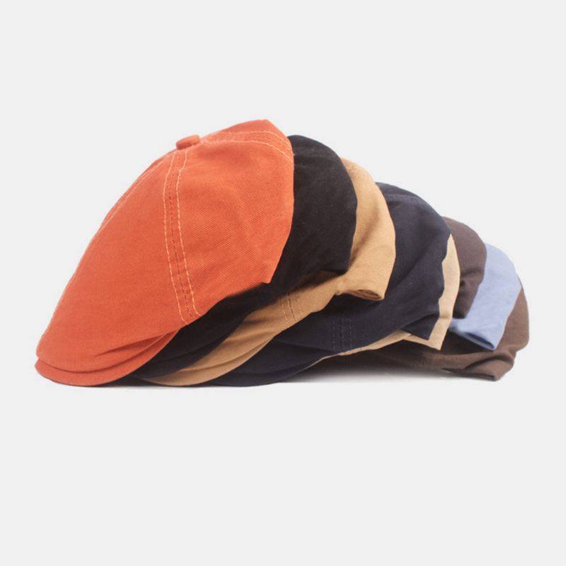 Unisex Bomullsbaskermössa Enfärgad Retro Justerbar Solskydd Newsboy Hatt Målarhatt Åttakantig Hatt