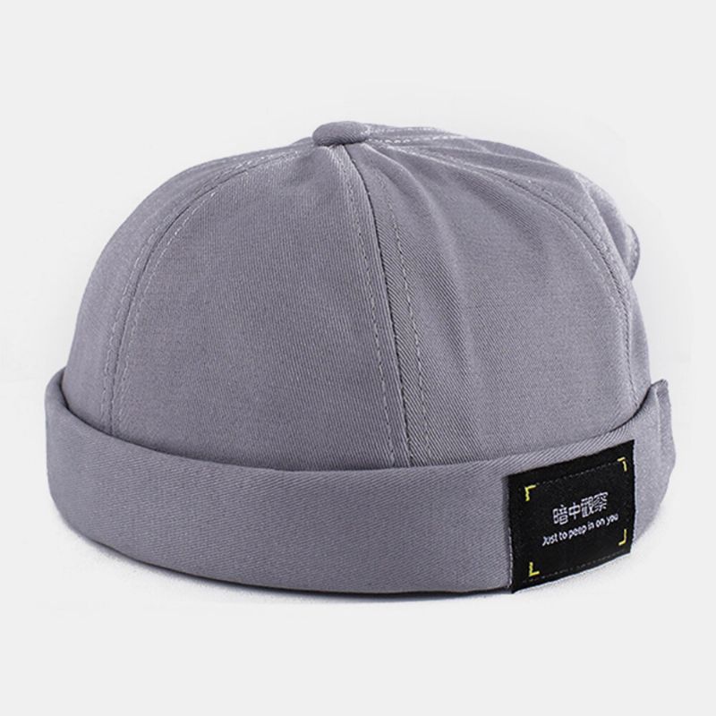 Unisex Bomullsbrevlapp Hip-hop Casual Solskyddshatt Utan Brätte Beanie Hyresvärd Keps Skalkeps