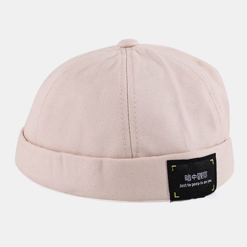 Unisex Bomullsbrevlapp Hip-hop Casual Solskyddshatt Utan Brätte Beanie Hyresvärd Keps Skalkeps