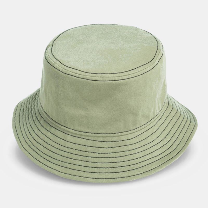 Unisex Bomullsknappdekoration Sidoslits Personlighet Solskydd Bucket Hat