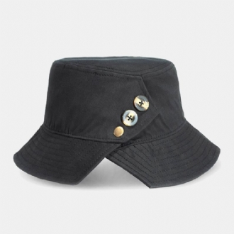 Unisex Bomullsknappdekoration Sidoslits Personlighet Solskydd Bucket Hat