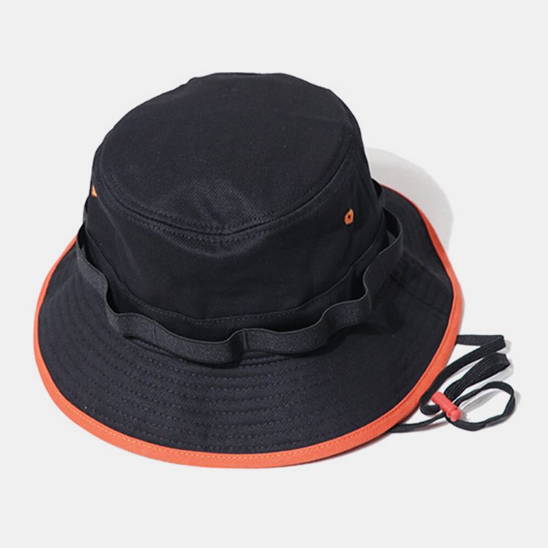 Unisex Bomullskontrast Dragsko Sunscreen Enkel Bucket Hat