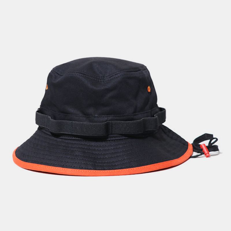 Unisex Bomullskontrast Dragsko Sunscreen Enkel Bucket Hat