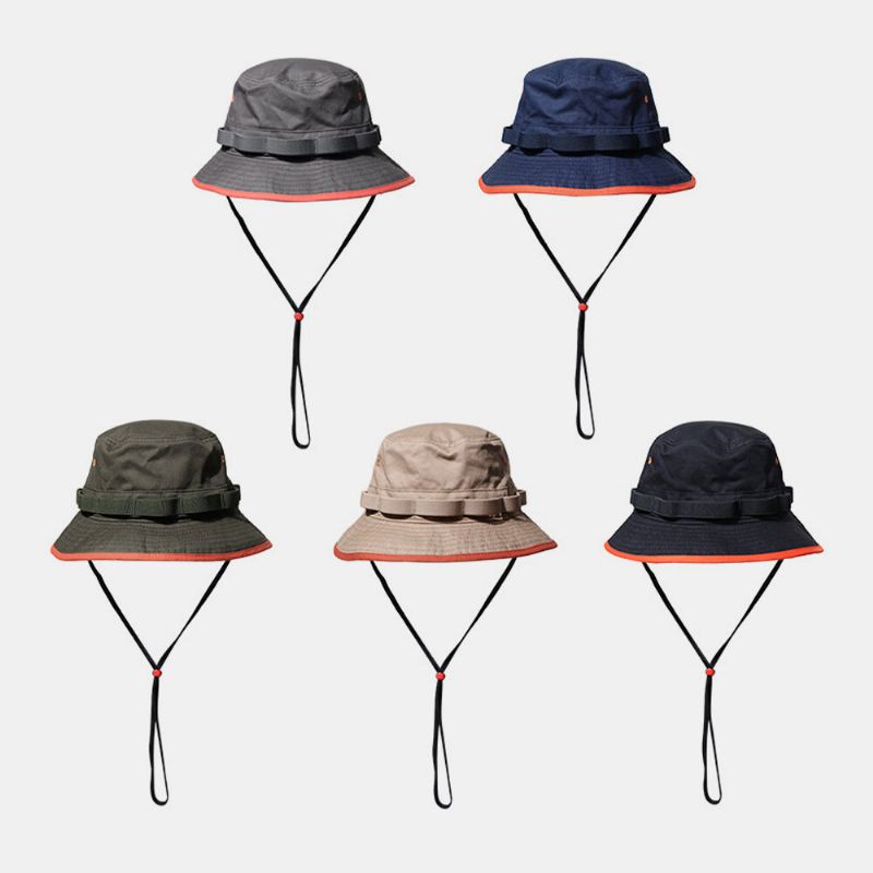 Unisex Bomullskontrast Dragsko Sunscreen Enkel Bucket Hat