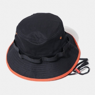 Unisex Bomullskontrast Dragsko Sunscreen Enkel Bucket Hat