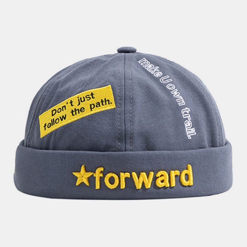 Unisex Bomullskupol Brev Slogan Stjärnor Broderade Patch Döskalle Keps Mode Casual Beanie Melon Keps Hyresvärd Keps Harbor Hat