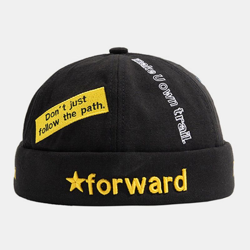 Unisex Bomullskupol Brev Slogan Stjärnor Broderade Patch Döskalle Keps Mode Casual Beanie Melon Keps Hyresvärd Keps Harbor Hat