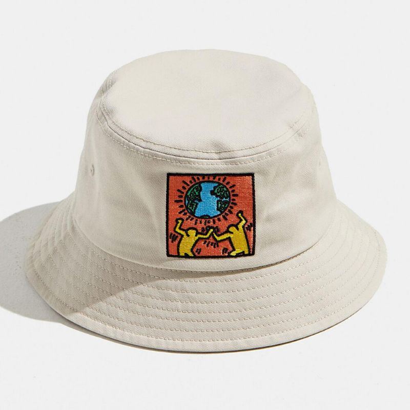 Unisex Bomullsmiljöaktivister I Harmoni Med Naturen Temamönster Utomhus Resesolskydd Bucket Hat