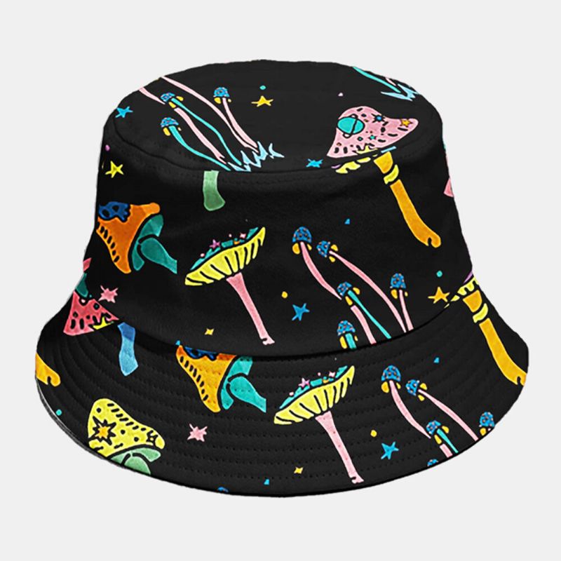 Unisex Bomullsöverdrag Svampmönster Mode Personlighet Sunshade Bucket Hat