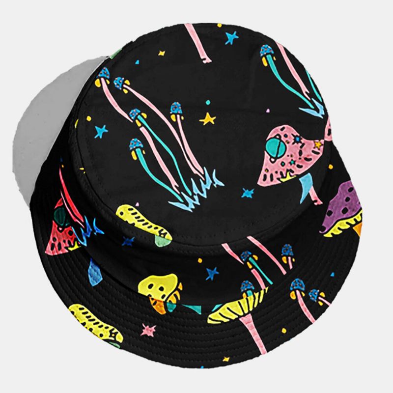 Unisex Bomullsöverdrag Svampmönster Mode Personlighet Sunshade Bucket Hat